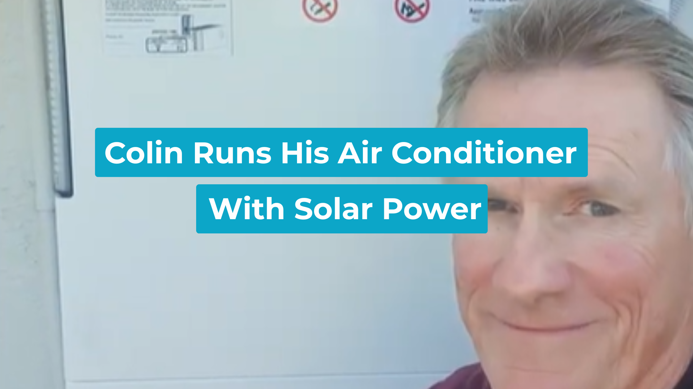 Colin, a Goulburn homeowner, smiling to camera, whose solar and battery system lets him run his air conditioner with solar power.