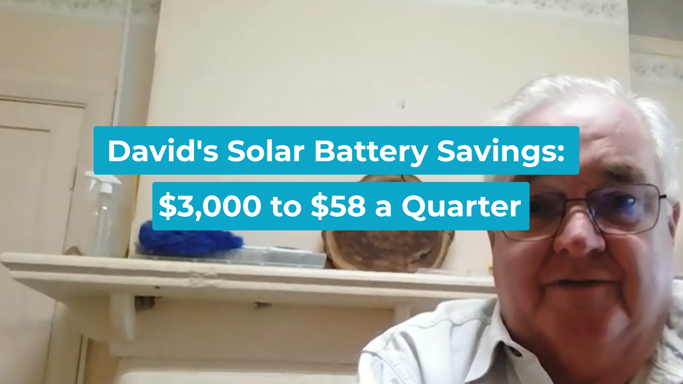 David Duncan, a Lenergy solar battery customer, seated indoors during his video testimonial.