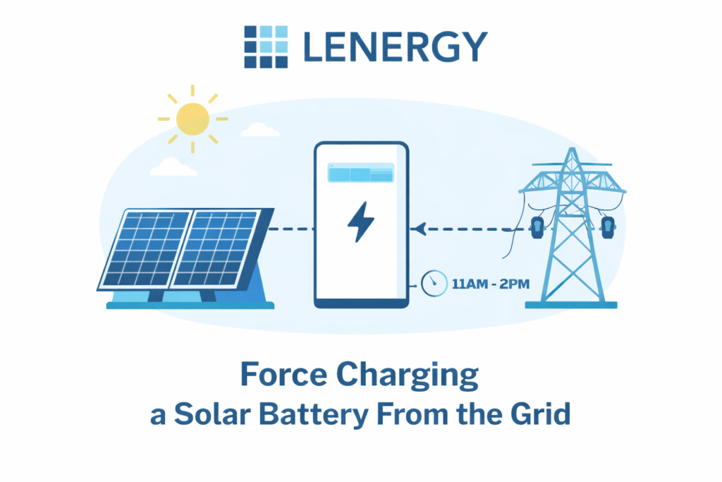 An illustration demonstrating how force charging a battery from the grid works.