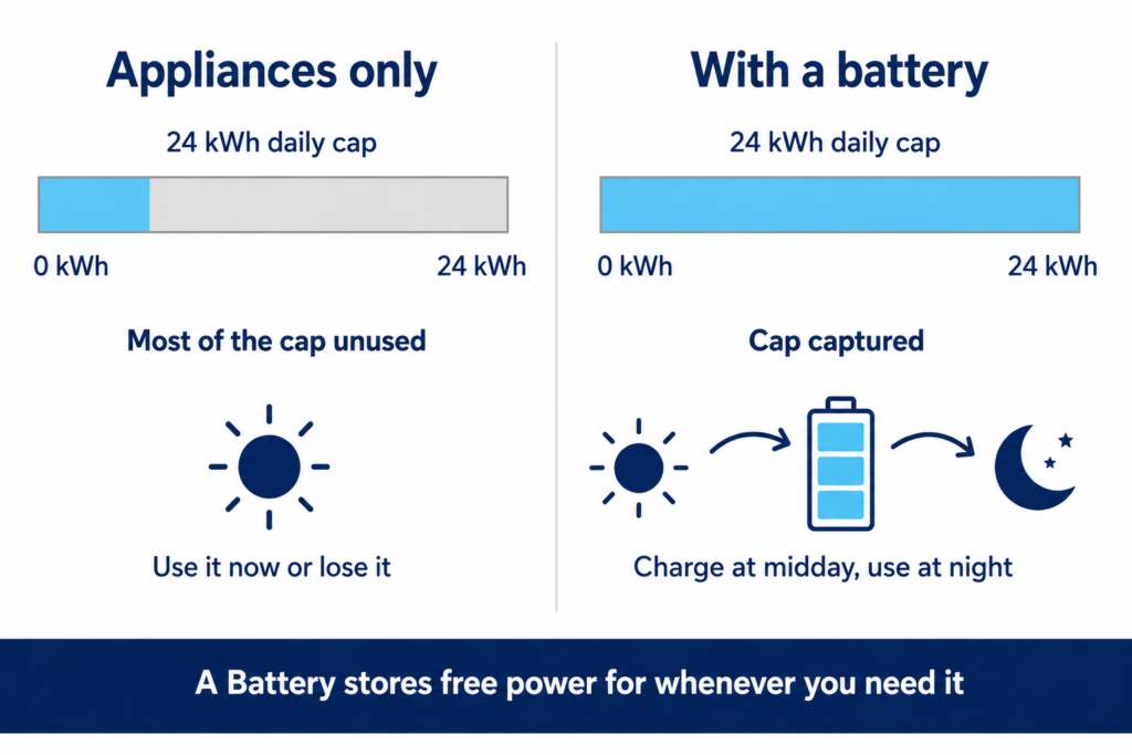 Comparison panel showing who saves on the Solar Sharer Offer and who should compare plans first.