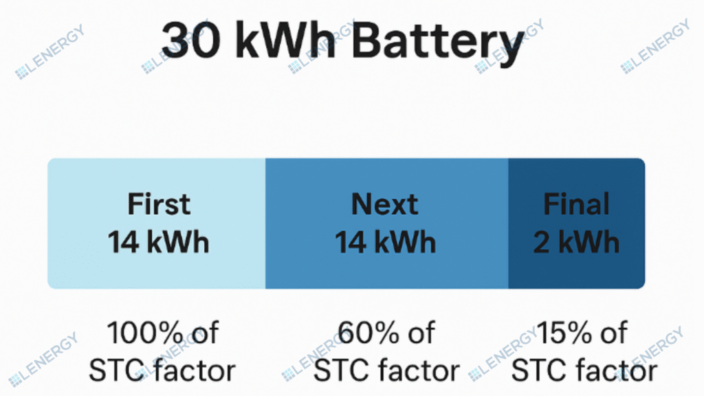A diagram of showing the tiered STC rating of the Cheaper Home Battery Program