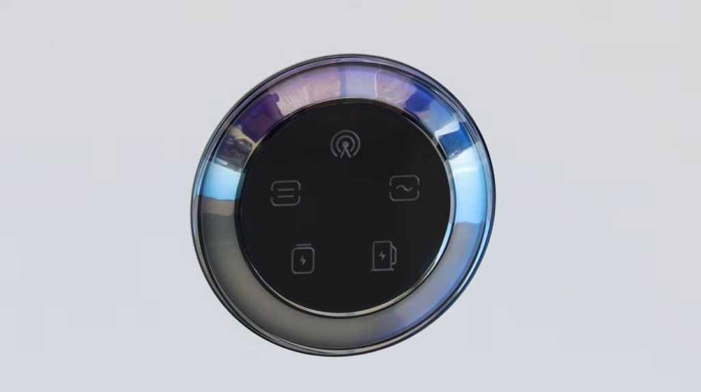 The round red button on a Sigenergy SigenStor, showing information on the battery.