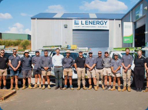 Lenergy team standing infront of the Lenergy warehouse